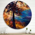 thumbnail image 2 of Designart 'Silhouette Of Autumn Tree In The Sunset Glow' Traditional Circle Metal Wall Art 29x29 - Disc of 29, 2 of 5