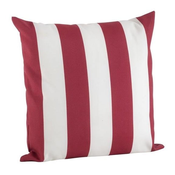 17 in. Stripe Indoor & Outdoor Poly Filled Throw Pillow, Red