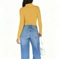 thumbnail image 4 of Kaondbfi Women's Solid Color High Neck Regular Long Sleeve Crewneck T Shirt Spring Summer Fashion Clothing, 4 of 7