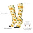 thumbnail image 4 of Naloa Yellow White Plaid Sunflower Thigh High Socks Extra Long Stretchy Sock Women Over Knee High Opaque Stocking Daily Wear, 4 of 6