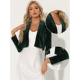 thumbnail image 2 of Unique Bargains Women's Halloween Costume Velvet Shrugs Open Front Cropped Bolero Jacket S Green, 2 of 6