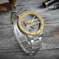 thumbnail image 2 of FORSINING Reloj para hombres de negocios con movimiento mecánico automático hueco transparente (acero dorado), 2 of 3