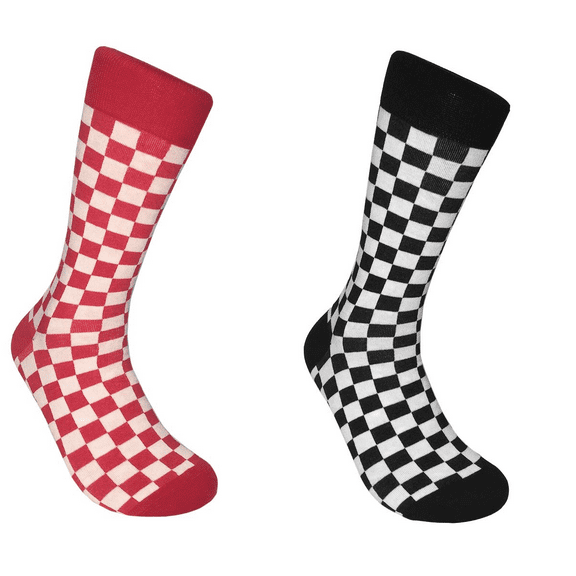 2 Pairs Men's Checkered Crew Socks