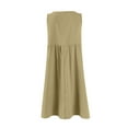 thumbnail image 3 of Eyelet Dress For Women, Tank Casual Loose Sleeveless Cotton Linen Solid Color V Neck Beach Dresses Floral Women Cocktail Wedding Guest Dresses Sexy Spring Engagement Dresses (XXL, Khaki) ZMTing, 3 of 5
