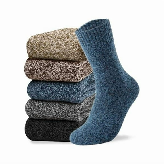Fu997 5 Pairs Wool Socks Mens, Thick Warm Winter Thermal Cozy Boot Socks