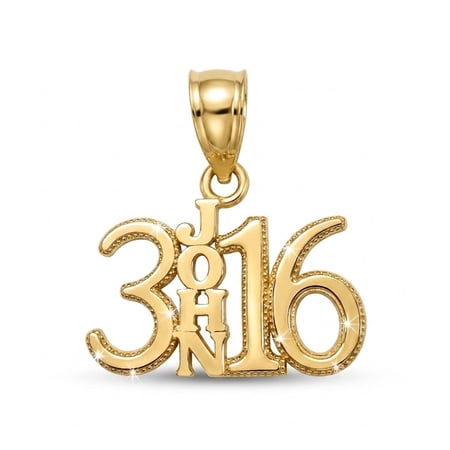 Gold John 3:16 Bible Verse Charm - 10 Karat Gold - Religious Verse Pendant - Christian Jewelry