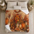 thumbnail image 5 of Autumn Harvest Feast Pumpkins Roses, Festive Botanical Garden Scene, Warm Flannel Blanket for Sunroom and Reading Nook, Garden Lovers Thanksgiving Gift, Festive Home Decor, 5 of 9