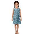 thumbnail image 6 of Girls Dress White Blue Bow Snowflakes Sleeveless Dress for Girls Hem A-Line Casual Sundress, 6 of 7