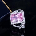 thumbnail image 7 of Pink Cubic Zirconia Princess Cut Wedding Banquet Finger Ring Jewelry Accessories, 7 of 7