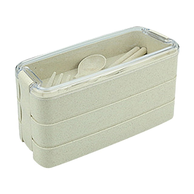 Bento Box Lunch Box,3-In-1 Compartment Containers - Wheat Straw, Leakproof Eco-Friendly Stackable Bento Lunch Box