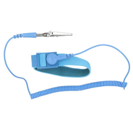 

Static Resistant Wrist Strap 0.1sec Decay Spiral Wire Protective PU + Stainless Steel ESD Bracelet For Electronics Blue