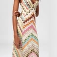 thumbnail image 4 of RDKTPXZ Women's Multicolor Crochet Maxi Dress, Deep V-Neck Fitted Gown, 4 of 13