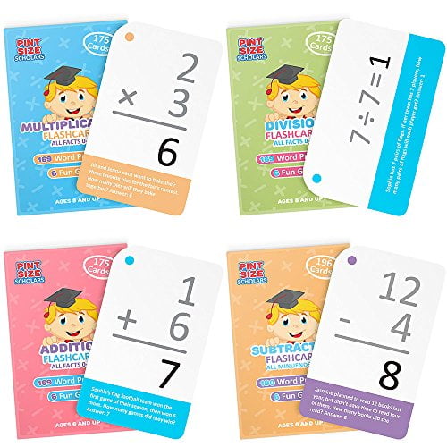 Paquete de dominio de matemáticas Scholars del tamaño de una pinta: 715 tarjetas de autoevaluación con problemas de palabras Todas las operaciones de suma, multiplicación, división, 0-12 y todos los m Pint-Size Scholars 0796520356047