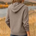 thumbnail image 5 of Wutalume Women's Hooded Knit Sweatshirt Pullover with Drawstring, Loose Casual Long Sleeve Top, Cozy Layer for Outdoor Activities and Lounging,Khaki M, 5 of 5