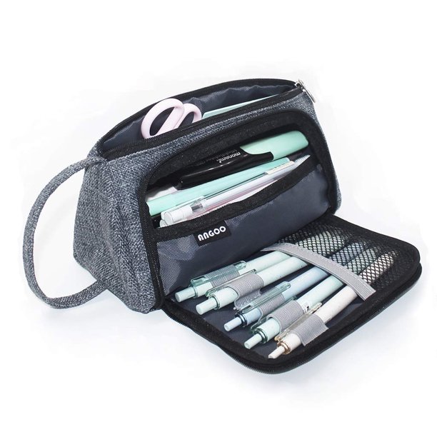 Estuche Grande para Lápices y Almacenamiento | Organizador Multifuncional para Bolígrafos | Lino de Colores | Doble Cremallera | Capacidad para Más de 50 Bolígrafo, Lápices y Accesorios | 7.9 x 3.54