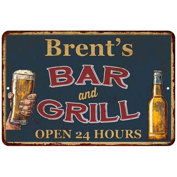 Brent's Green Bar and Grill Metal Sign 8 x 12 Matte Finish Metal 108120044248