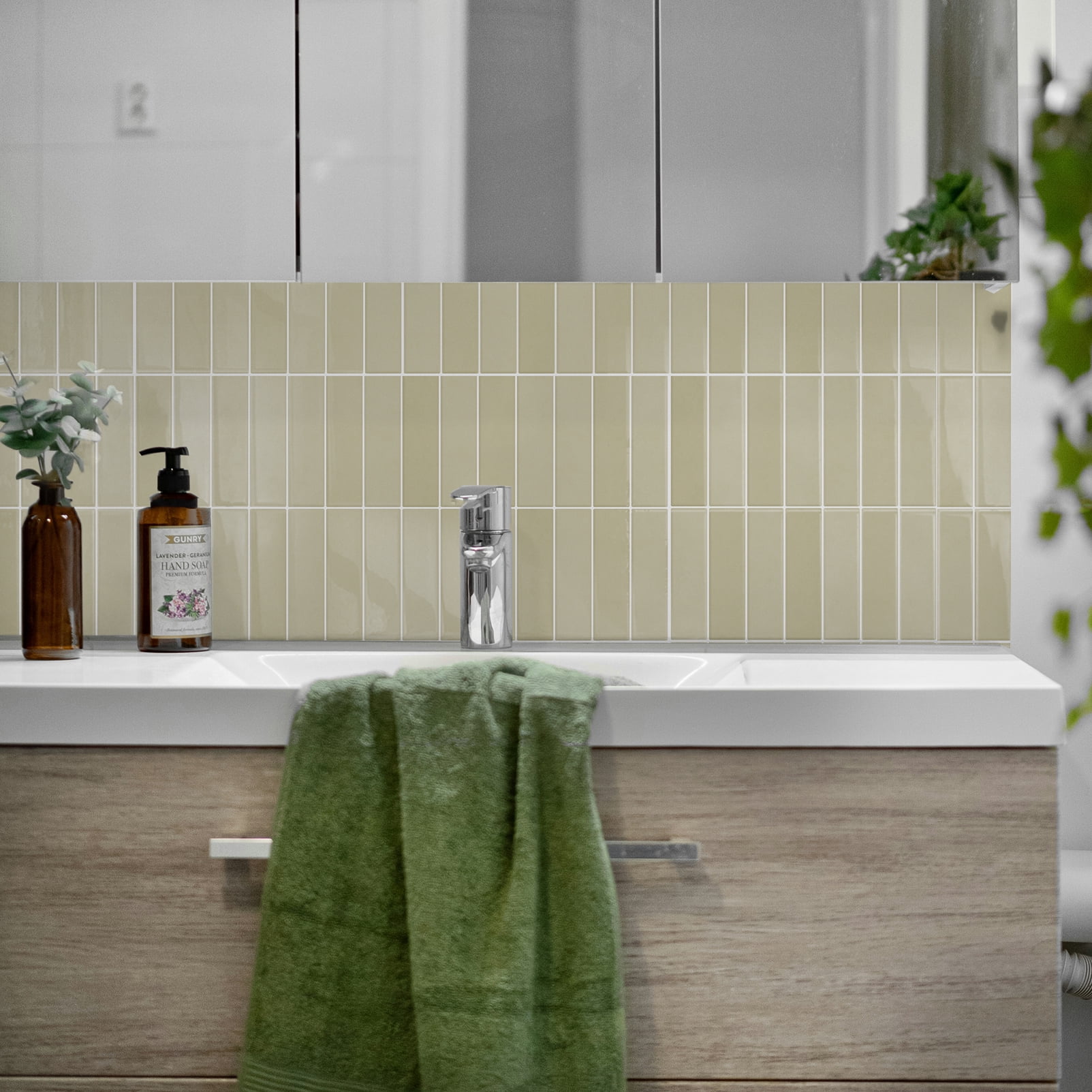 DEWOO 10 Sheet Peel and Stick Backsplash Tile,3D Self Adhesive Wall Tiles Stick on Backsplash for Kitchen,Bathroom,Camper (12"×12",Light Brown)