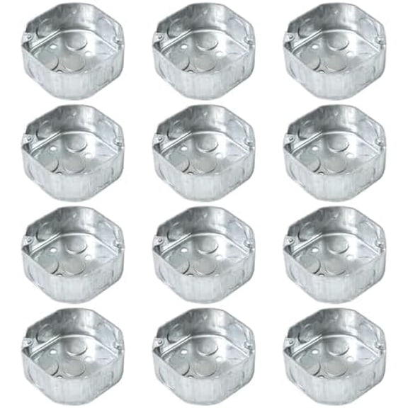 12 Packs Octagon Electrical Box, Raised Ground 1-1/2'' Deep Metal Electrical Box, 3/4" Side Knockouts, Electrical Junction Box, Galvanized$$Tools & Hardware Other