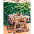 thumbnail image 4 of Christmas Tablecloth with Umbrella Hole and Zipper Gingerbread Man Round Outdoor Tablecloths 54 Inch Table Cloths Candy Red Stripes Patio Table Cloth Cover for Holiday Party Yard Garden Cafe, 4 of 5