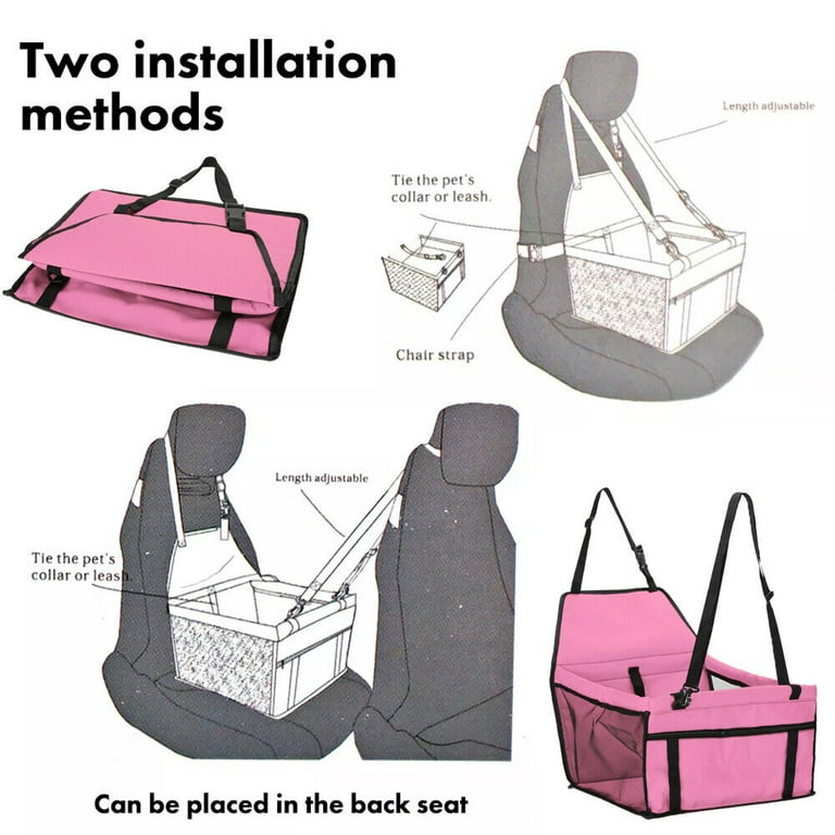 Folding Pet Car Seat Pet Travel Car Booster Seat with Safety Belt Washable Double Sided Cushion and Storage Pocket for Pets Black