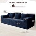 thumbnail image 2 of 71" Corduroy Boneless Loveseat Sofa, Modern 3-Seater Cloud Couch with Memory Foam & 3 Pillows, No Assembly Required, 2 of 9