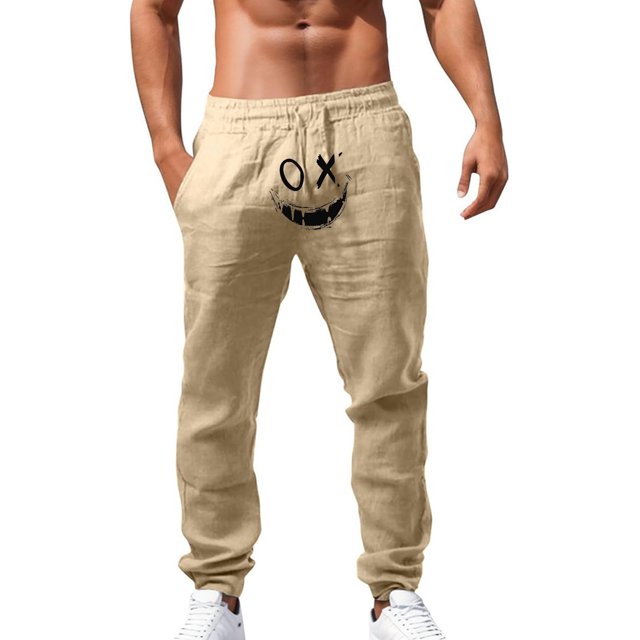 Zszcpp High Waisted Pants Mens Cropped Simple Style Long Suitable Cartoon Print Daily Life Lounge Trousers Casual Trouser