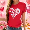 thumbnail image 1 of Xuyuer Valentines Shirts for Women Love Heart Tshirt Cute Graphic Tee Tops Women's Printed Round Neck Short Sleeved Casual T-shirt Short Sleeved Top Short Sleeve Valentines, 1 of 5