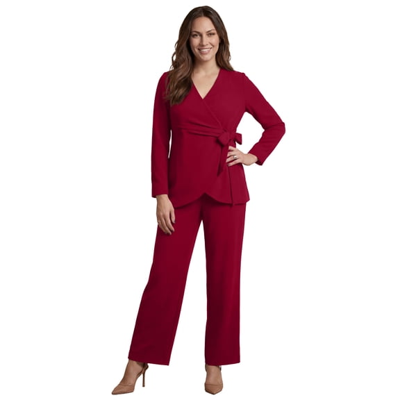 Jessica London Women's Plus Size 2-Piece Faux Wrap Pantsuit