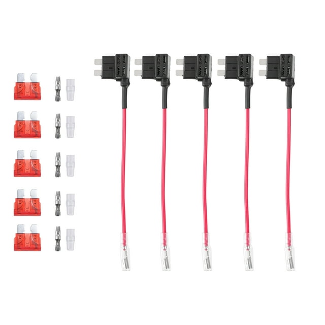 Unique Bargains 5 Set Universal Car Fuse Tap and Circuit Adapters 12V with 10A Standard Blade Type Fuses
