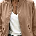 thumbnail image 5 of Nowekniz Women's Zip Up Bomber Jacket, Long Sleeve Loose Fit Casual Outerwear Coat with Pockets, Trendy Spring Fall Daily Outfits, 5 of 9