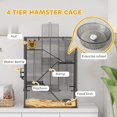 thumbnail image 4 of CHENZM Large Hamster Cage with 9" Deep Tempered Glass Bottom, 4 Tiers Hamster Tank with Running Wheel, Hut, Water Bottle, Dish, Rat Cage for Syrian, Dwarf, Gerbils, Mouse, 24" x 16" x 31.5", Black, 4 of 9