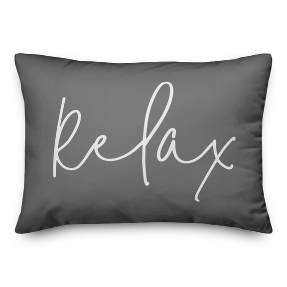 Creative Products Relax Thin Script Grey and White 14x20 Indoor / Outdoor Pillow