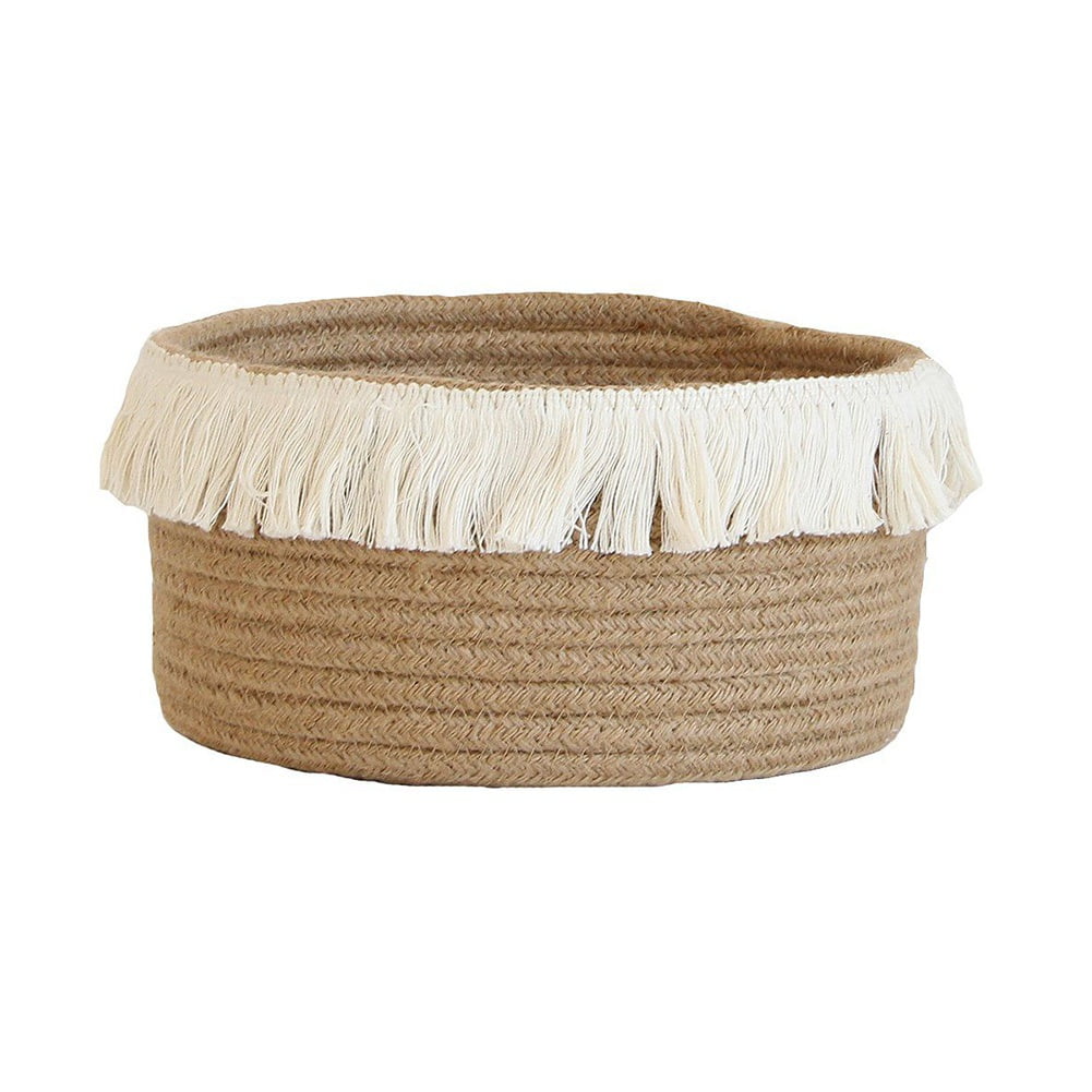 Macrame Decorative Cotton Rope Basket Boho Cute Woven Tassel Closet