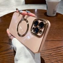 for iPhone 14 Pro Case, [Compatible with MagSafe] Magnetic Luxury Plating Gold Cover Built-in Camera Lens Protector Shockproof Protective Slim Phone Case for iPhone 14 Pro, Gold