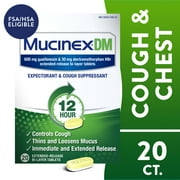 Mucinex DM 12 Hour Expectorant & Cough Medicine, Excess Mucus Relief & Cough Suppressant, 20 Tablets