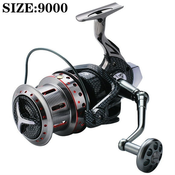 Moulinet de Pêche Tout en Métal 8000-12000 14+1 Roulements à Billes Drag12-18kg Carpe Moulinets, Cadre Squelettique en Aluminium Rigide