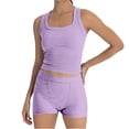 thumbnail image 3 of Aihuaihua Women's Casual Solid Color Slim Fit Tank Top and High Waist Shorts Two Piece Summer Outfit, 3 of 9