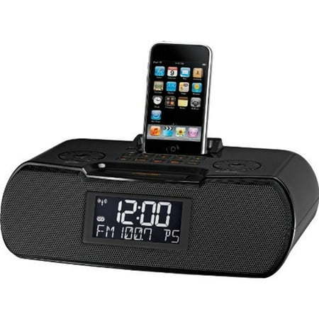 Sangean AM/FM-RDS Atomic Clock Radio with iPod Dock, Black