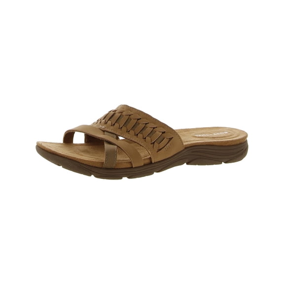 Easy Spirit Womens Linley 3 Faux Leather Flat Slide Sandals