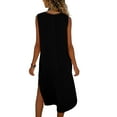 thumbnail image 7 of Horkkom Flowy Dresses for Women Summer Sleeveless Maxi Dresses Beach Solid Color Long Dresses with Pockets Silt Side S, 7 of 7