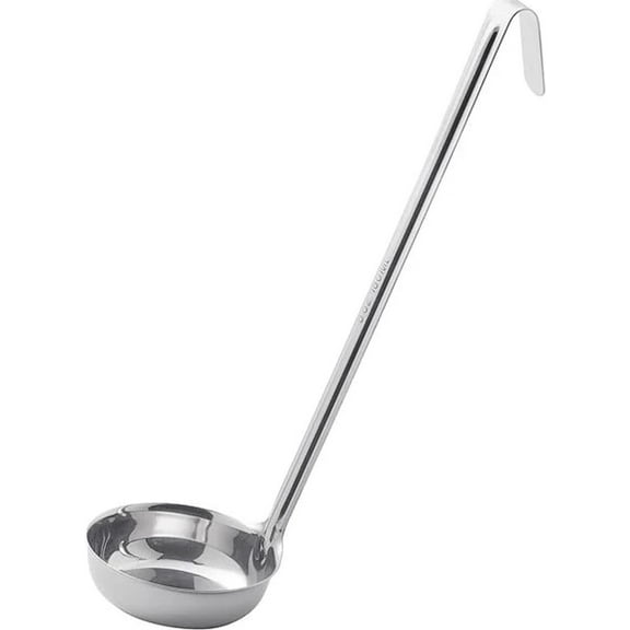 Soro Essentials- Stainless Steel Flat Bottom Ladle 5 oz. with Long Handle Best Kitchen Accessories for Stirring Portioning and Serving Soups Chili and Stew in Restaurants and at Home