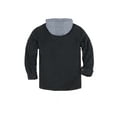 thumbnail image 2 of COEVALS CLUB Men's Hooded Sherpa Lined Flannel Long Sleeve Cotton Solid Snap Button Up Shirts Quilted Jacket (Black/17# Medium), 2 of 7
