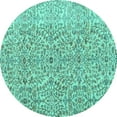 thumbnail image 1 of Ahgly Company Indoor Round Persian Turquoise Blue Traditional Area Rugs, 3' Round, 1 of 4