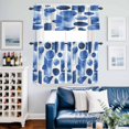 thumbnail image 2 of Abstract Color Block Kitchen Curtains Valances and Tiers Set of 3 Blue White Geometric Modern Art Tier Curtains and Valance with Rod Pocket for Small Windows, 27.5"x36", 2 of 9