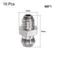 thumbnail image 1 of 10Pcs 304 Stainless Steel Threaded Steel Hydraulic Grease Thru Fitting Fittings M8*1, 1 of 9