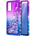 thumbnail image 5 of Nagebee Case for Samsung Galaxy A33 5G with Tempered Glass Screen Protector (Full Coverage), Sparkle Glitter Liquid Bling Diamond [Ring Holder & Wrist Strap] Women Girls Cute Case (Purple/Blue), 5 of 5