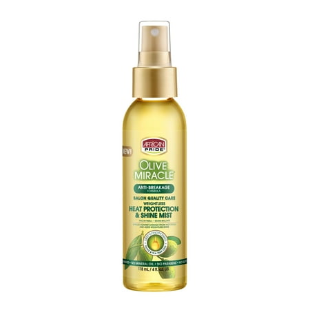 African Pride Olive Miracle Anti-Breakage Heat Protection Shine Mist Hair Spray, 4 fl oz, Female, All Hair