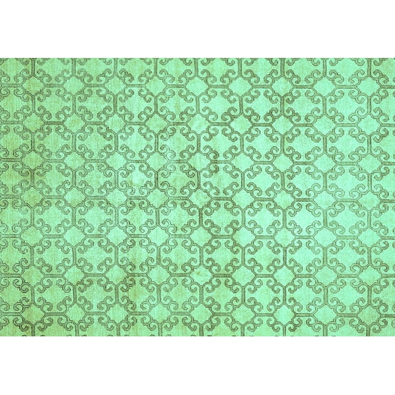 Ahgly Company Machine Washable Indoor Rectangle Abstract Turquoise Blue Modern Area Rugs, 8' x 12'