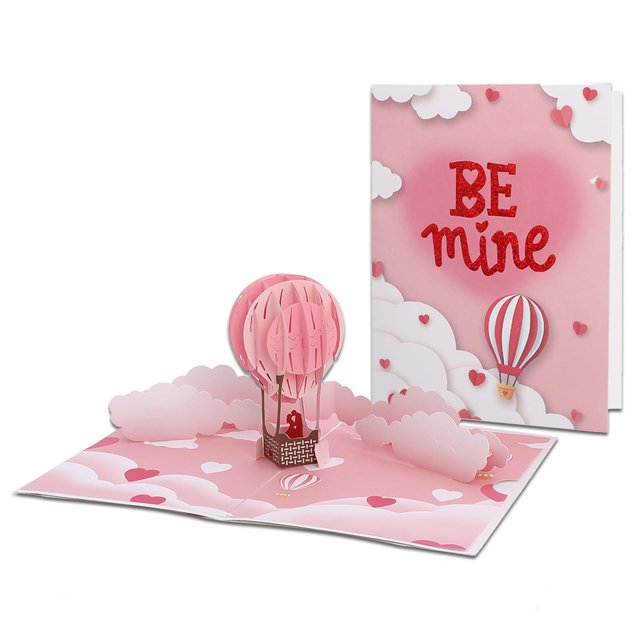 Tarjeta de felicitación AQUGOO Be Mine, set de 3 globos aerostáticos 3D