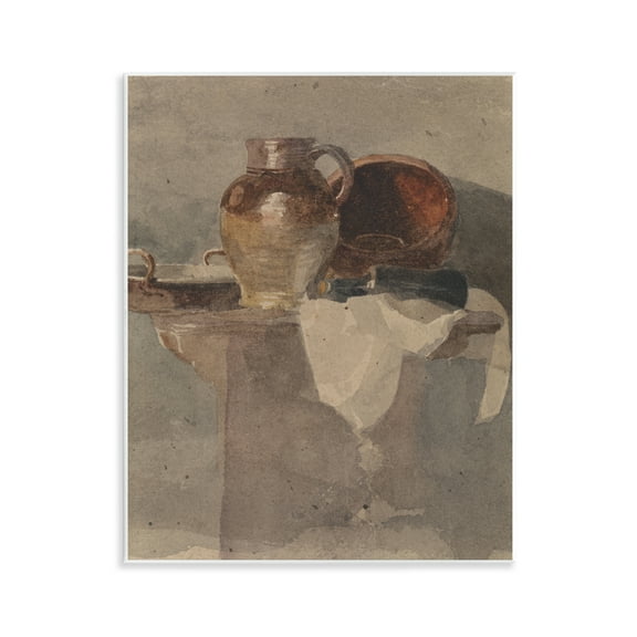 Stupell Industries Grey Still Life Vase History & Language Painting Unframed Art Print Wall Art, 11 x 14